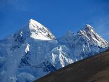 19 Gasherbrum II and Gasherbrum III North Faces Close Up late Afternoon From Gasherbrum North Base Camp 4294m in China 